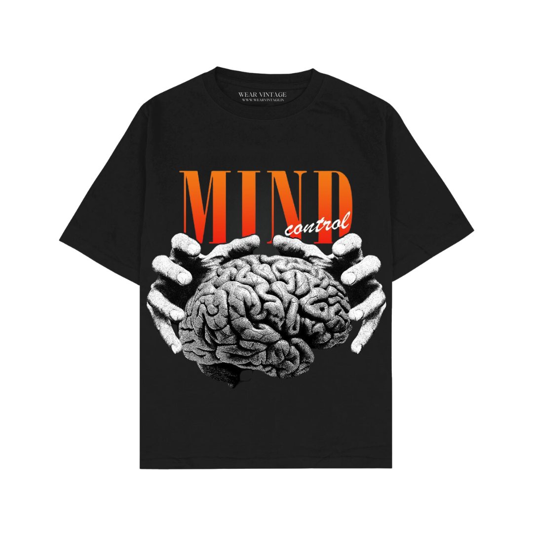 Men's Pure Cotton Oversize Fit Half Sleeves Aesthetic Graphic Printed Black T-Shirt