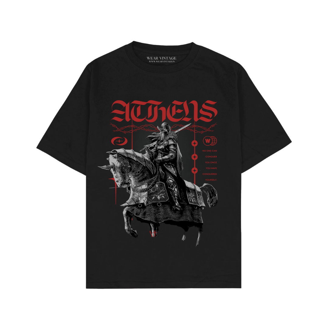 Men's Pure Cotton Oversize Fit Half Sleeves Aesthetic Graphic Printed Black T-Shirt