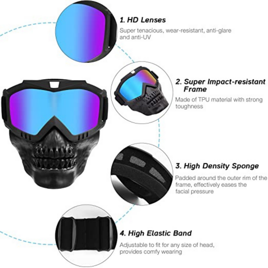MultiColor Skull Design protective goggles Mask