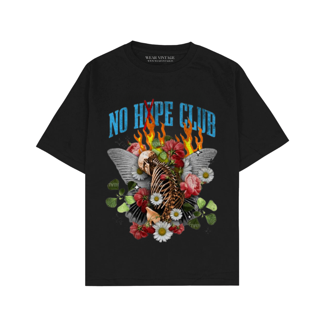 Men's Pure Cotton Oversize Fit Half Sleeves Aesthetic Graphic Printed Black T-Shirt