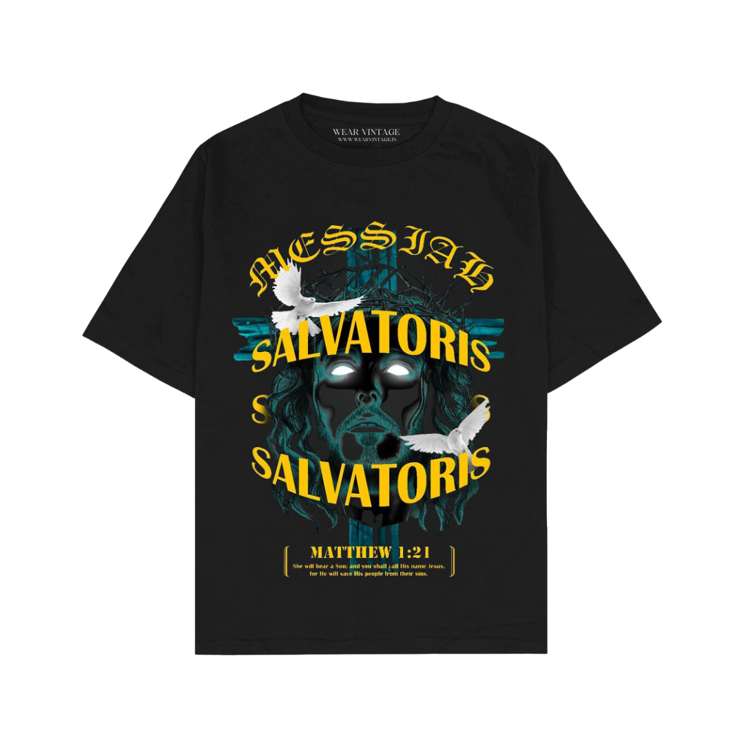 Men's Pure Cotton Oversize Fit Half Sleeves Aesthetic Graphic Printed Black T-Shirt