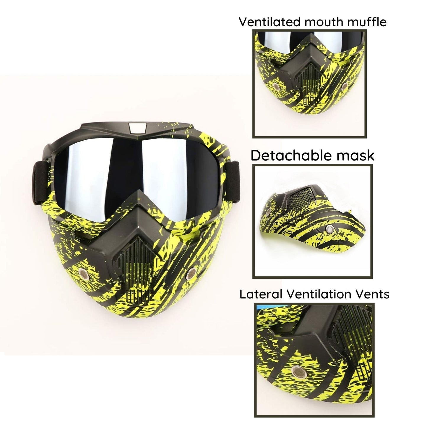 Yellow Black protective Anti UV goggles mask