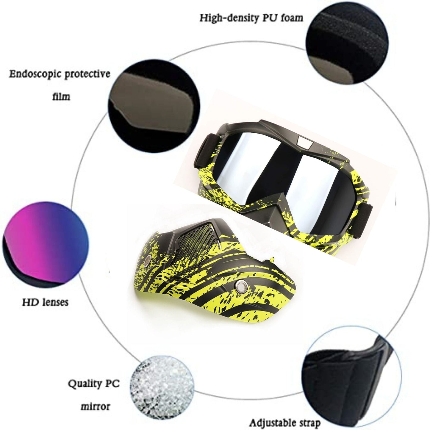 Yellow Black protective Anti UV goggles mask